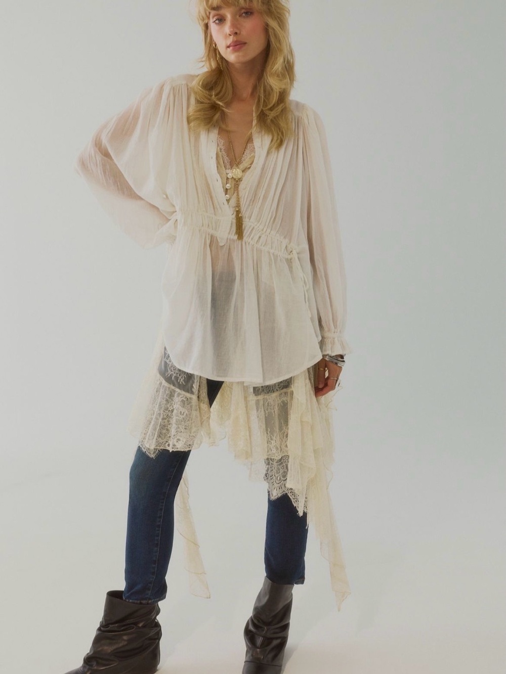 Free People One Son Cotton Button Down Tunic